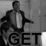 An animated .gif of Jeremy Piven (as Ari Gold) saying "Get the fuck out!"