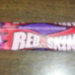 A picture of a taffy candy called "Redskins"