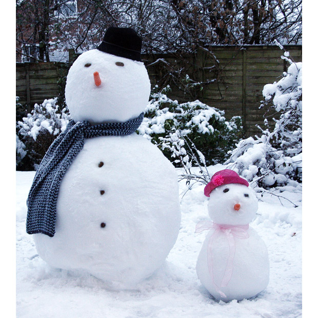 Father and Daughter Snowpeople