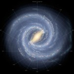 A simulated top-down view of the Milky Way galaxy