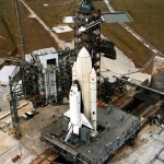 Space Shuttle Transport System on the pad in prior to the first launch in 1981