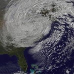 Satellite image of Superstorm Sandy taken at 10 AM EDT Tuesday. Image NASA GSFC. Click for info at Climate Progress.