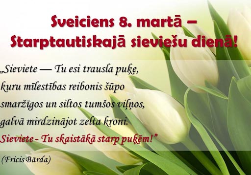 Latvian greeting for 8th March