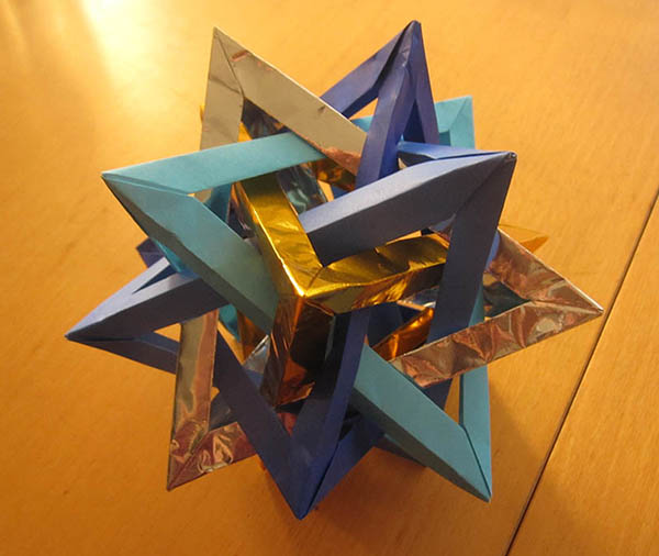 Five intersecting tetrahedra