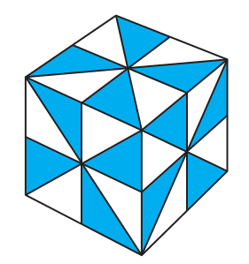 A cube. Each face of the cube has been divided into eight triangles.