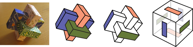 A series of diagrams showing how the Umulius can be fit into a cube