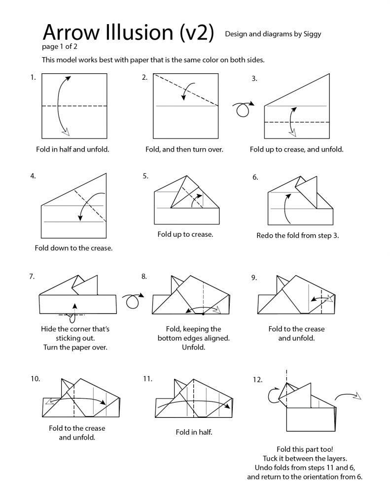 First page of the Arrow Illusion folding diagrams