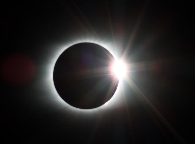 A total solar eclipse showing the "diamond ring" effect