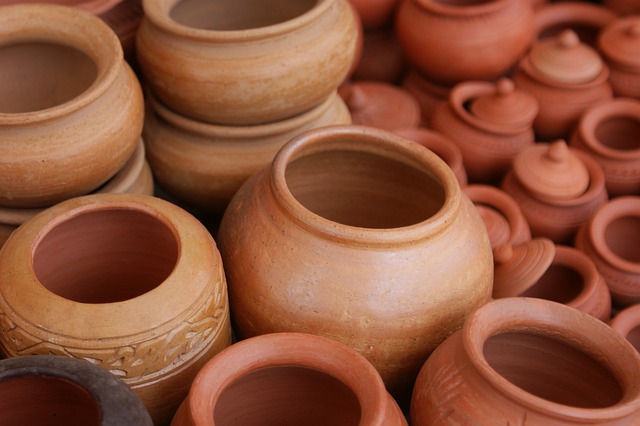 An assortment of clay pots in various sizes