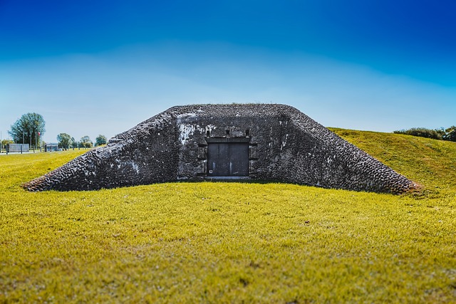 A concrete bunker built into a hillside