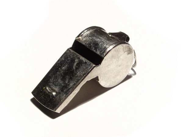 A silver pea whistle