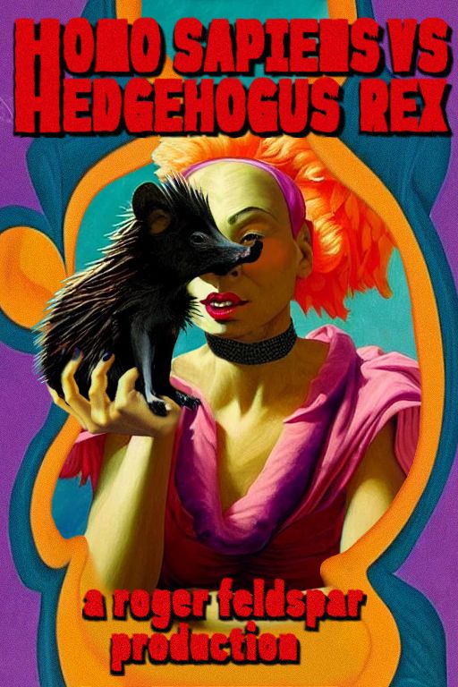fake movie poster for "Homo Sapiens Vs Hedgehogus Rex"