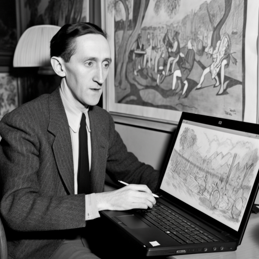 Marcel Duchamp depicted in AI art