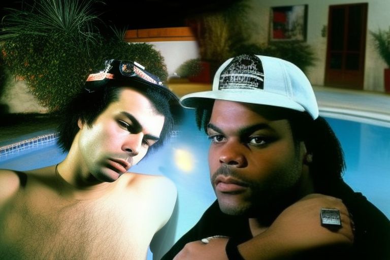 ice cube and sid vicious in a pool