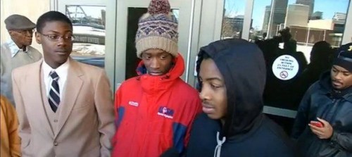 Three boys (l-r) Daequon Carelock, Wan'Tauhjs Weathers and Raliek Redd were arrested in Rochester while waiting for bus to basketball scrimmage