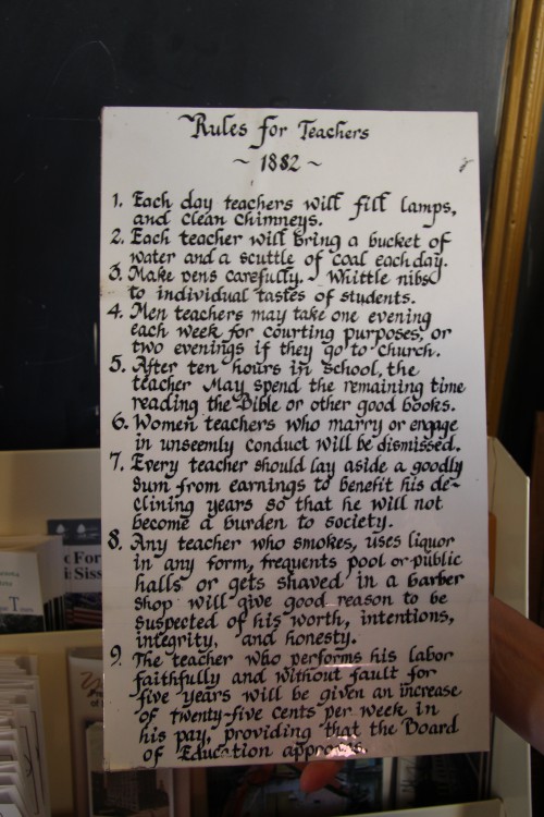 The historical society had rules for teachers.