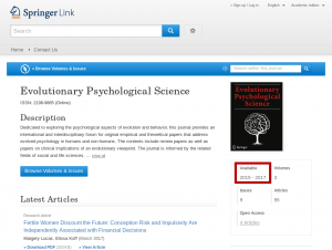 What greets you when you look at Evolutionary Psychological Science's SpringerLink page. It states the journal started in 2015.
