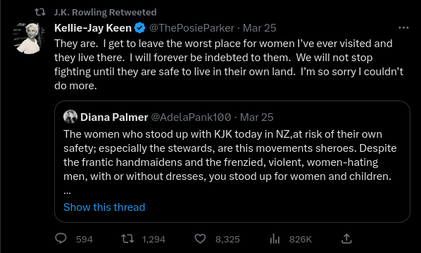 part of a Tweet by Kellie-Jay Keen: ... I get to leave the worst place for women I’ve ever visited and they live there. I will forever be indebted to them. We will not stop fighting until they are safe to live in their own land. I’m so sorry I couldn’t do more.