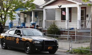 Police at the house in Cleveland