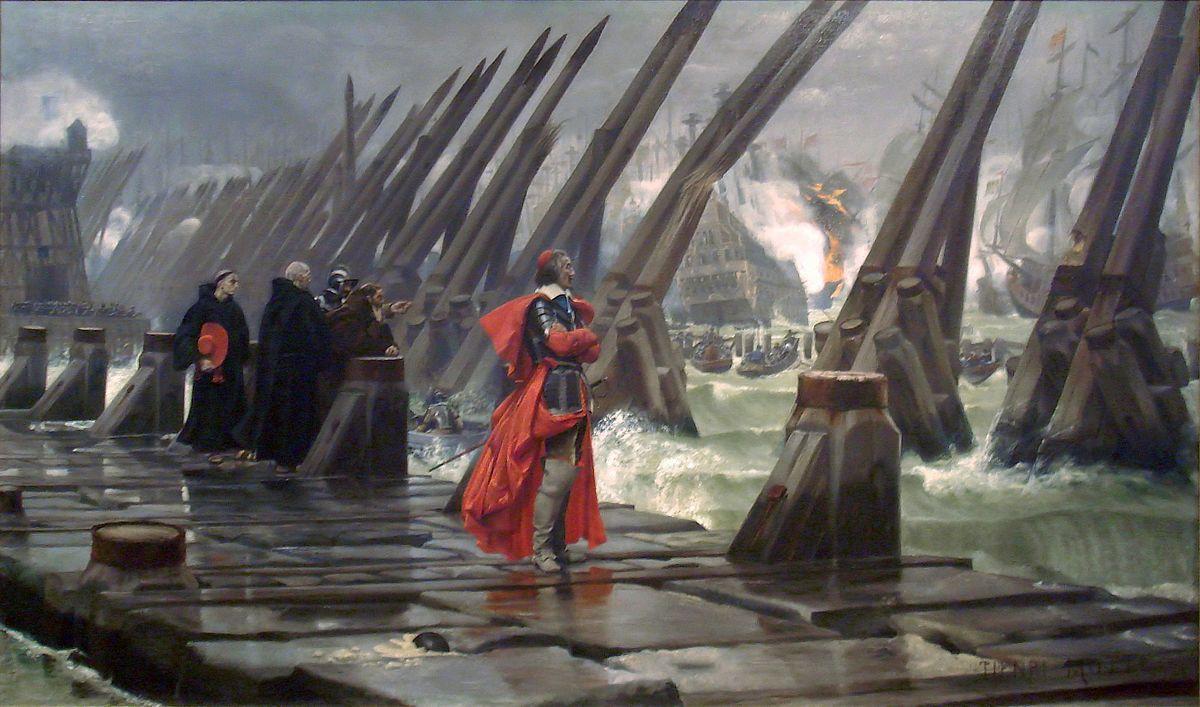 Richelieu at La Rochelle (by Henri Motte)